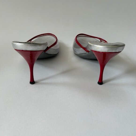 PRADA VINTAGE Y2K PVC RED SILVER HEELS - Picture 6 of 7